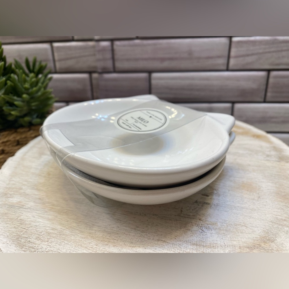 Park Life Design 🐾 MILO 2 pack Ceramic Cat Dish 1cup White New